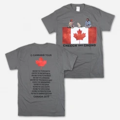 Cheech And Chong Canada Tour 2019 Smoking Beaver Charcoal T-Shirt