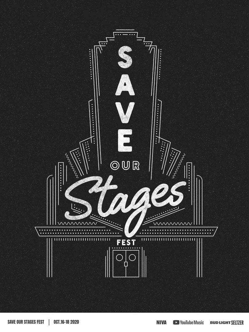 NIVA New Merch Save Our Stages Fest - Double Sided Hand Screen-Printed Poster 3 NIVA New Merch Save Our Stages Fest - Double Sided Hand Screen-Printed Poster