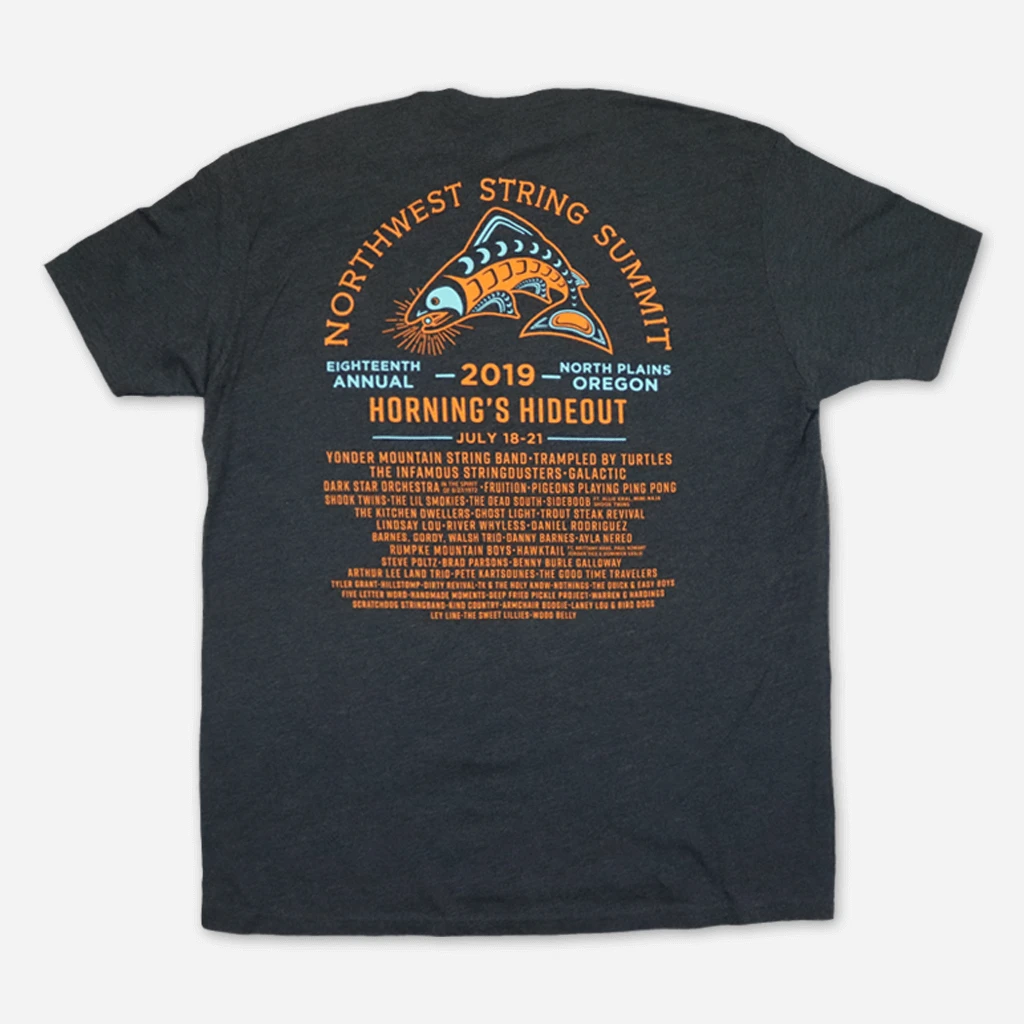 Northwest String Summit Salmon Charcoal T-Shirt New Merch 2 Northwest String Summit Salmon Charcoal T-Shirt New Merch