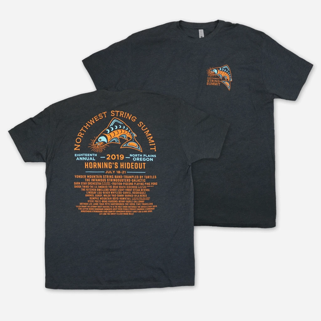 Northwest String Summit Salmon Charcoal T-Shirt New Merch 1 Northwest String Summit Salmon Charcoal T-Shirt New Merch