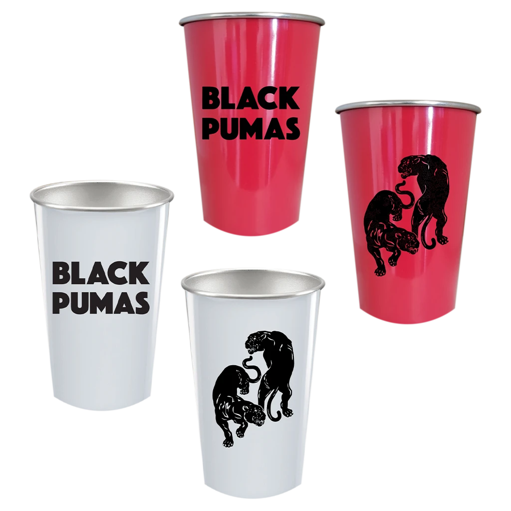 Black Pumas Double Puma Stainless Steel Pint Cups 1 Black Pumas Double Puma Stainless Steel Pint Cups