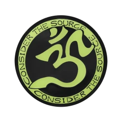 Consider The Source New Merch Om Black And Green Circle Glow Pin