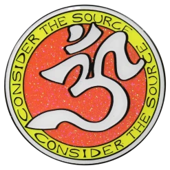Consider The Source New Merch Om Orange And Yellow Circle Glow Pin