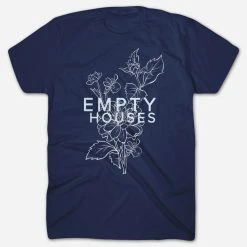 Empty Houses New Merch Flowers Navy T-Shirt