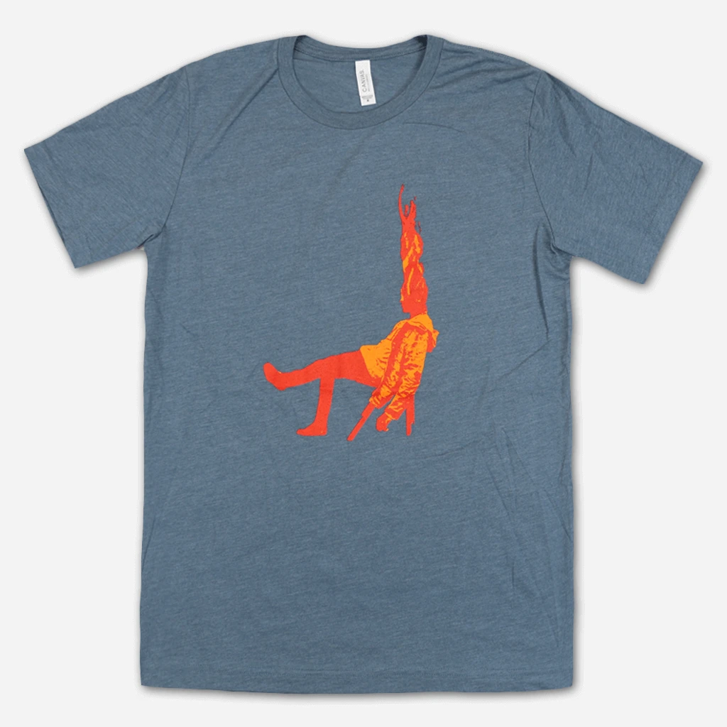 Fruition New Merch Flaming Man Unisex Heather Blue T-Shirt 2 Fruition New Merch Flaming Man Unisex Heather Blue T-Shirt