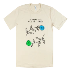 A Great Big Pile Of Leaves Blue & Green Flower Cream T-Shirt New Merch