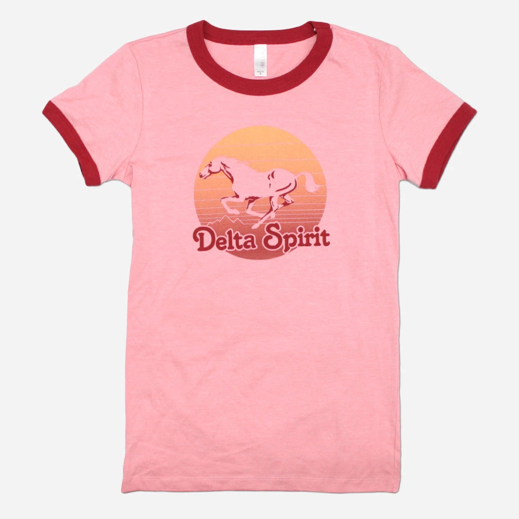 Delta Spirit Horse Womens Red Ringer Poly-Cotton T-Shirt New Merch 1 Delta Spirit Horse Womens Red Ringer Poly-Cotton T-Shirt New Merch