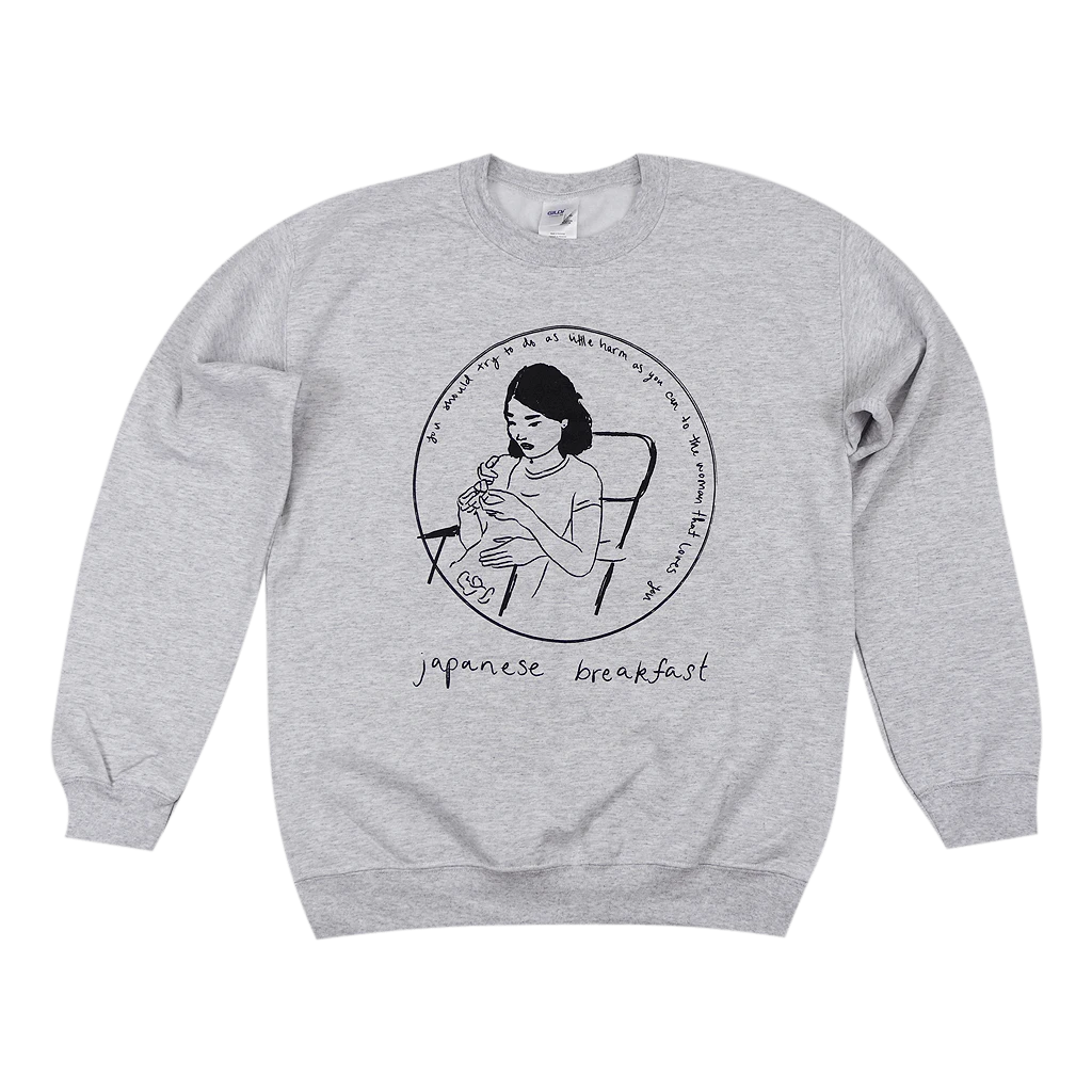 Japanese Breakfast The Woman That Loves You Heather Grey Pullover Sweatshirt 1 Japanese Breakfast The Woman That Loves You Heather Grey Pullover Sweatshirt