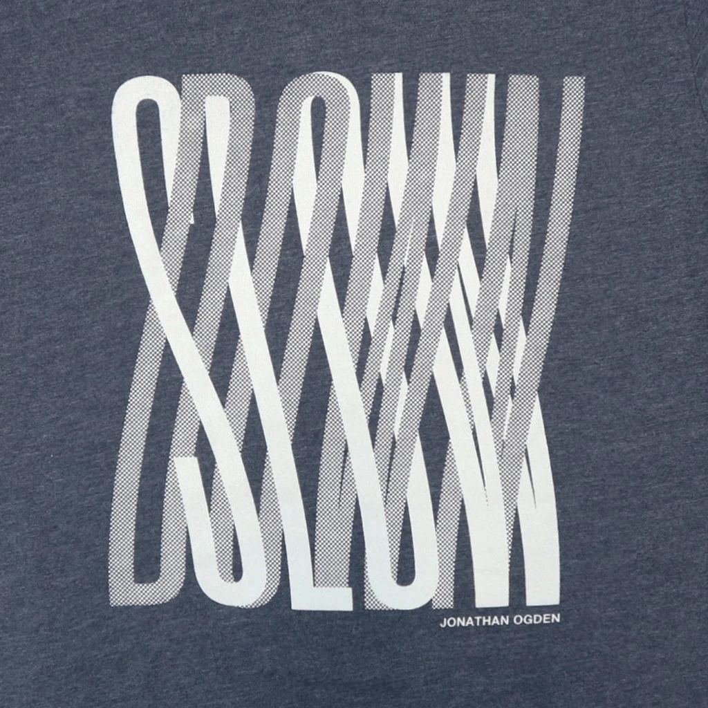 Jonathan Ogden New Merch Slow Down Heather Navy T-Shirt 2 Jonathan Ogden New Merch Slow Down Heather Navy T-Shirt
