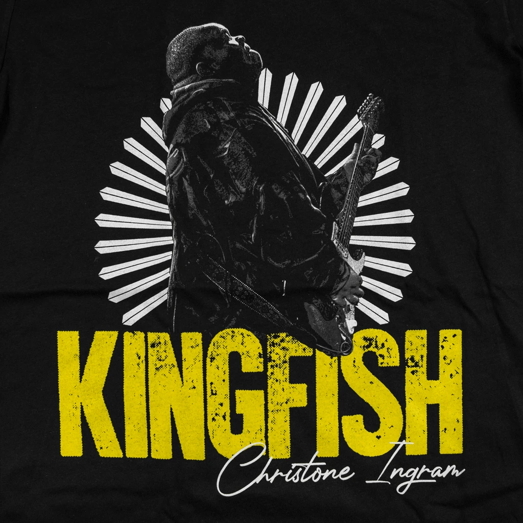 Christone "Kingfish" Ingram Guitar Shred Black T-Shirt New Merch 2 Christone "Kingfish" Ingram Guitar Shred Black T-Shirt New Merch