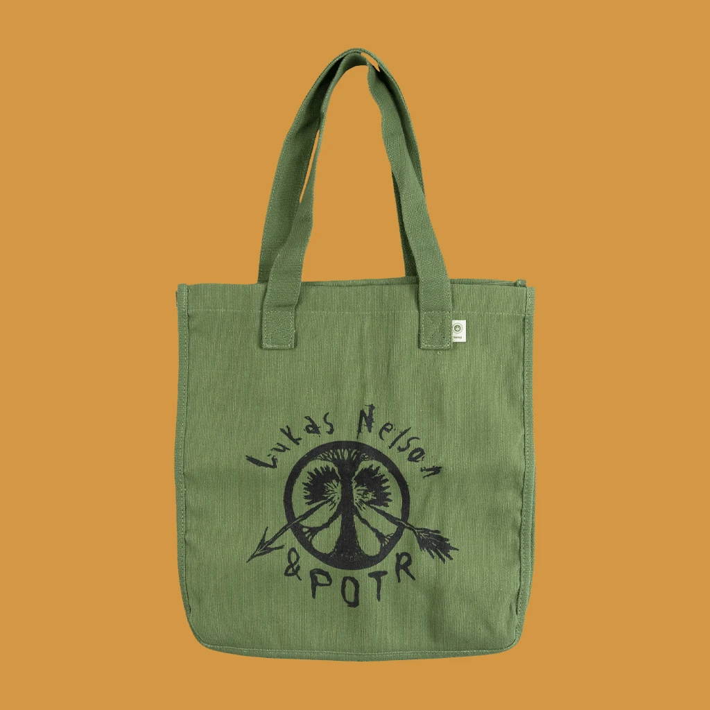 Lukas Nelson & Promise Of The Real Broken Arrow Sketch Green Tote New Merch 1 Lukas Nelson & Promise Of The Real Broken Arrow Sketch Green Tote New Merch