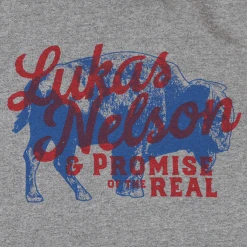 Lukas Nelson & Promise Of The Real New Merch Bison Charcoal Grey Tri-Blend Pullover Hooded Sweatshirt