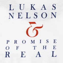 Lukas Nelson & Promise Of The Real Turn Off The News - Back Logo White/Navy Ringer T-Shirt New Merch