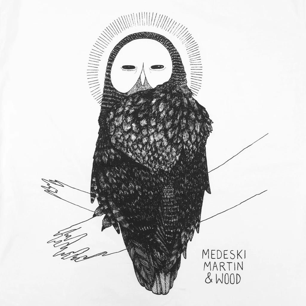 Medeski Martin & Wood New Merch Owl White T-Shirt 2 Medeski Martin & Wood New Merch Owl White T-Shirt