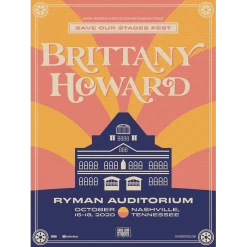 NIVA New Merch Brittany Howard Live At Ryman Auditorium - Hand Screen-Printed Poster