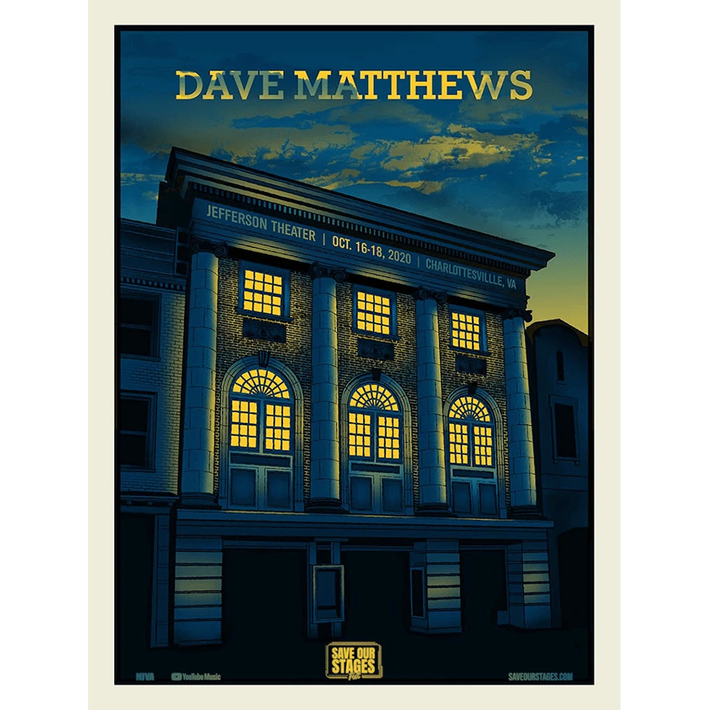 NIVA Dave Matthews Live At Jefferson Theater - Hand Screen-Printed Poster New Merch 1 NIVA Dave Matthews Live At Jefferson Theater - Hand Screen-Printed Poster New Merch