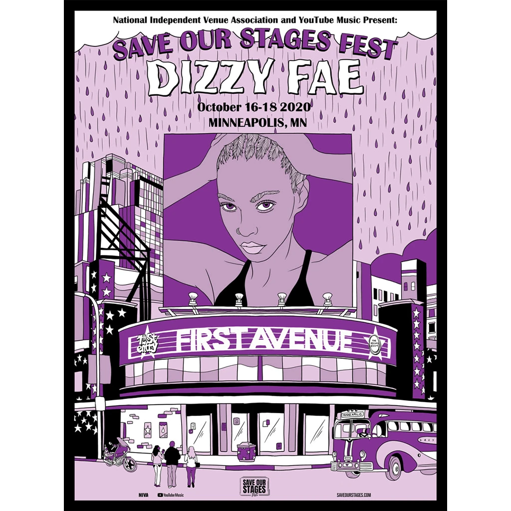 NIVA Dizzy Fae Live At First Avenue - Hand Screen-Printed Poster New Merch 1 NIVA Dizzy Fae Live At First Avenue - Hand Screen-Printed Poster New Merch