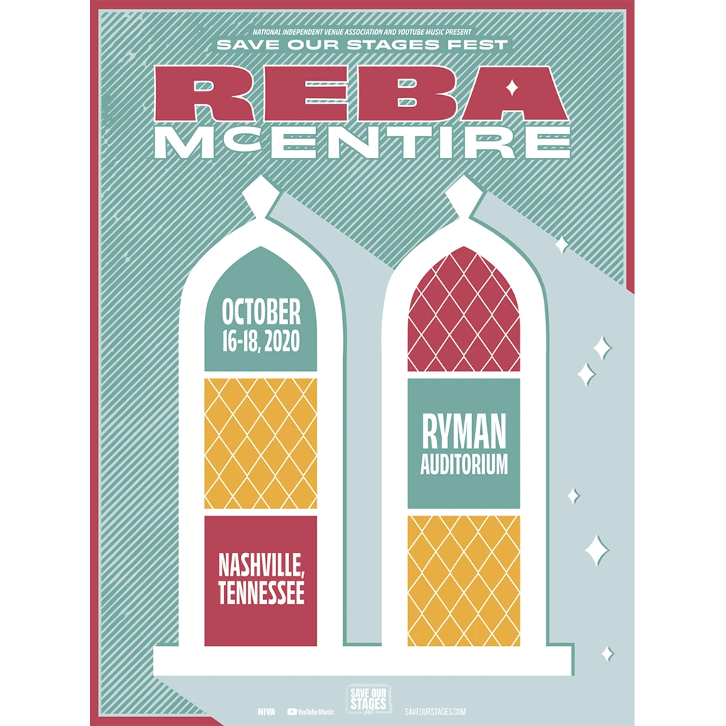 NIVA Reba McEntire Live At Ryman Auditorium - Hand Screen-Printed Poster 1 NIVA Reba McEntire Live At Ryman Auditorium - Hand Screen-Printed Poster