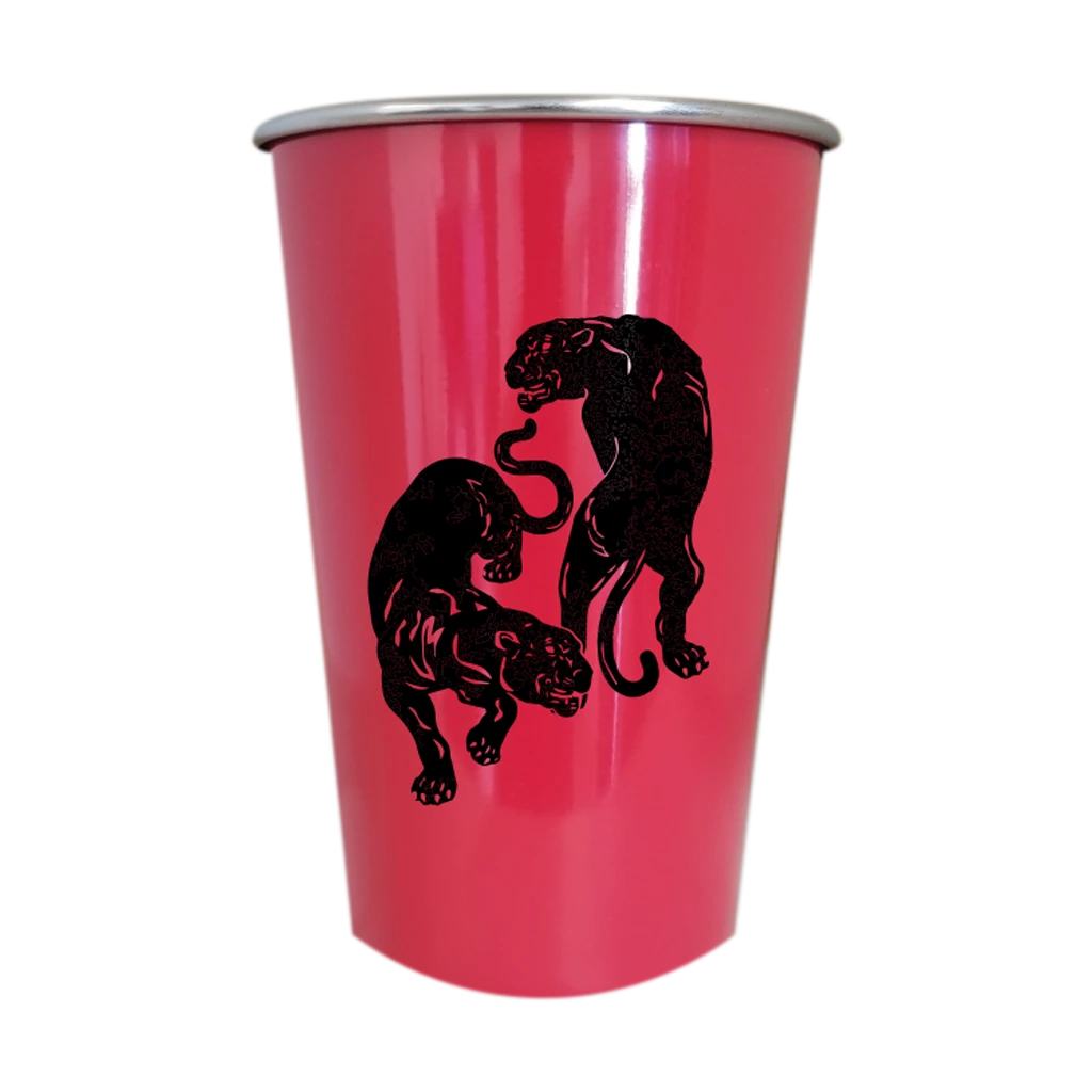 Black Pumas Double Puma Stainless Steel Pint Cups 4 Black Pumas Double Puma Stainless Steel Pint Cups