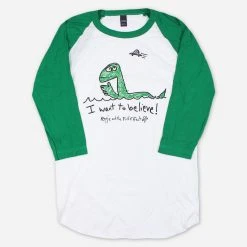 Reggie And The Full Effect New Merch Loch Ness Green/White 3/4 Raglan T-Shirt