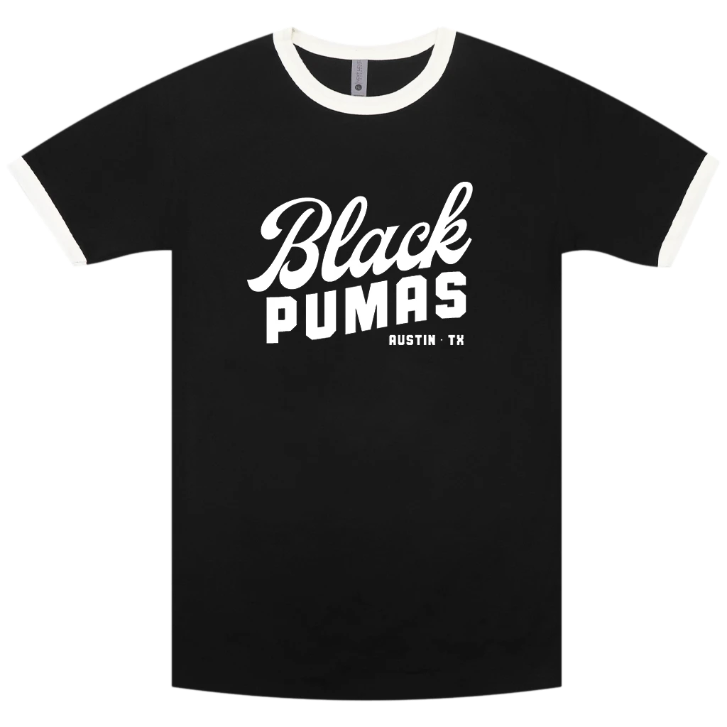 Black Pumas Austin Black Ringer T-Shirt New Merch 1 Black Pumas Austin Black Ringer T-Shirt New Merch