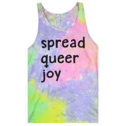 Queer Kid Stuff New Merch Spread Queer Joy Tie Dye Tank