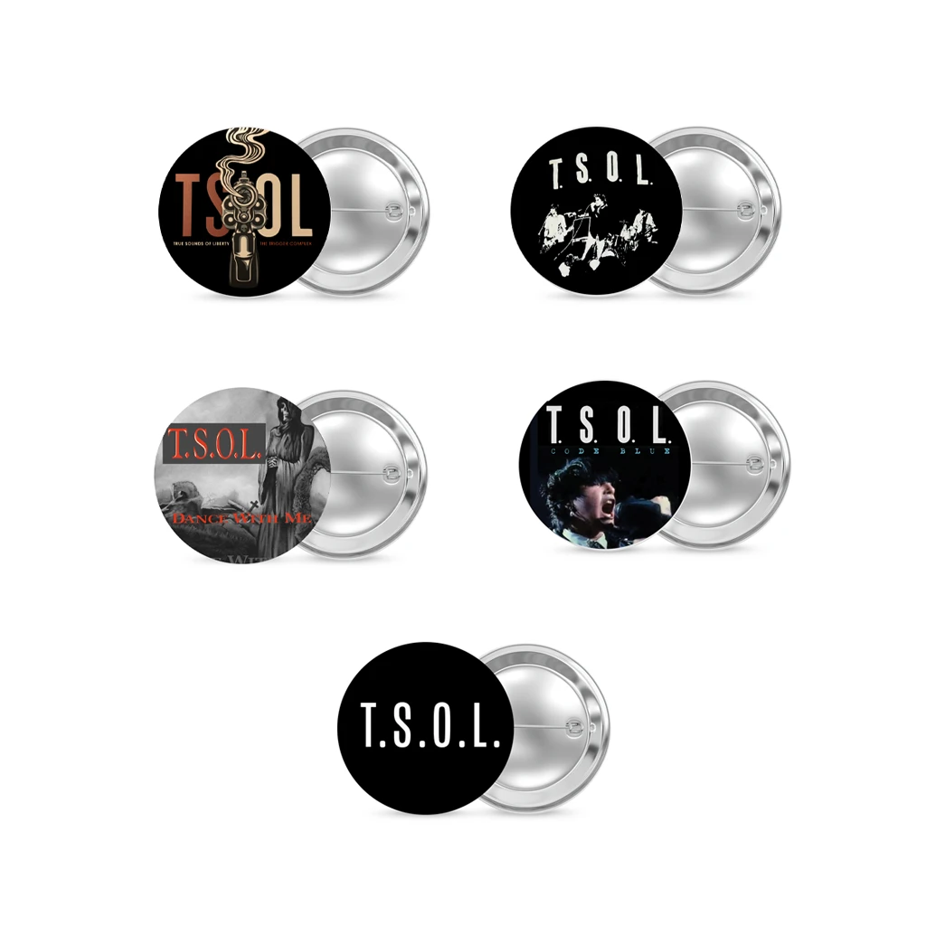 T.S.O.L. Buttons (5-Pack) New Merch 1 T.S.O.L. Buttons (5-Pack) New Merch
