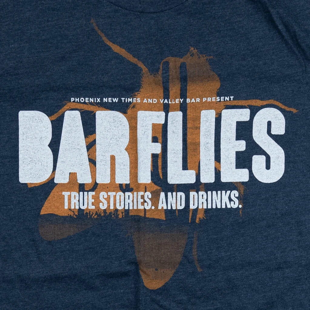 Valley Bar New Merch Bar Flies Navy Poly-Cotton T-Shirt 2 Valley Bar New Merch Bar Flies Navy Poly-Cotton T-Shirt