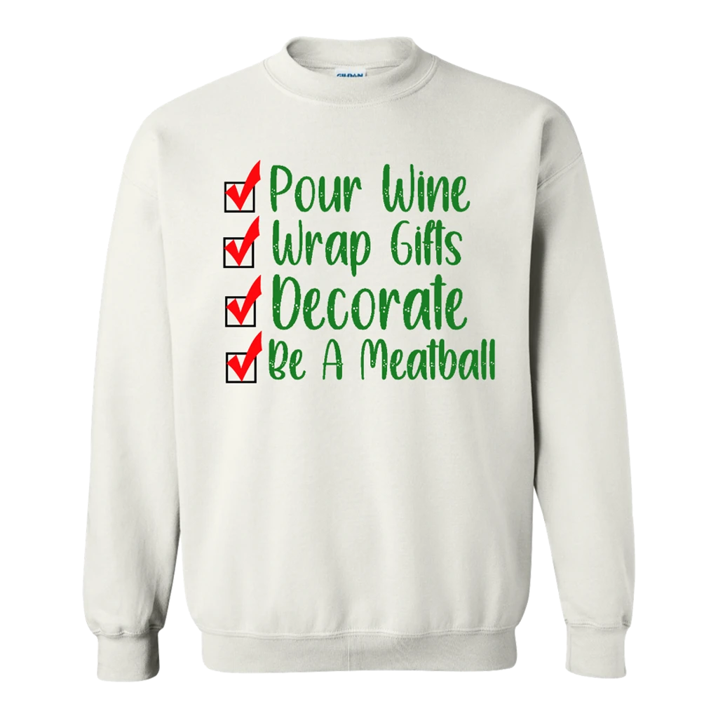 Meatball Merch New Merch Christmas Checklist White Sweatshirt 1 Meatball Merch New Merch Christmas Checklist White Sweatshirt