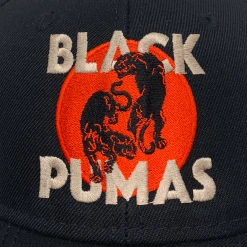 Black Pumas Double Puma Black Flatbill Snapback Hat