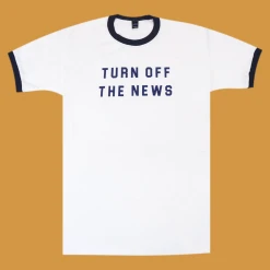 Lukas Nelson & Promise Of The Real Turn Off The News - Back Logo White/Navy Ringer T-Shirt New Merch