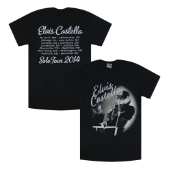 Elvis Costello In Moving Pictures/ Solo Black T-Shirt New Merch